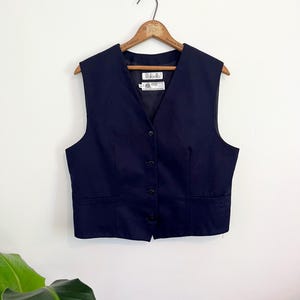 Vintage Navy Wool Front Panel Vest