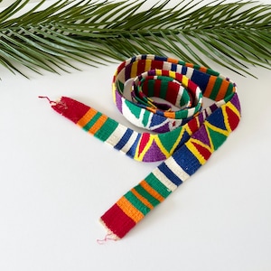 70s Colorful Embroidered Tie Belt