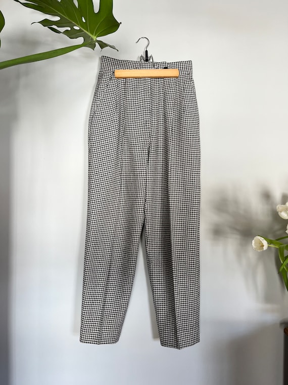 Vintage Hounds Tooth Pleated Wool Truser Pants 26x