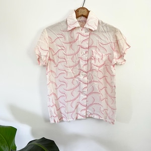 Vintage 60s Silk Button Up Blouse