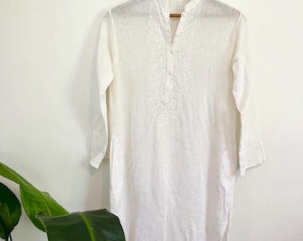 Vintage katoenen Indiase Kurta-tuniekblouse uit de jaren 60