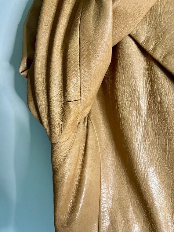 Vintage Tan Leather Trench Coat - image 8