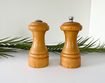 Vintage Wooden Salt and Pepper Shakers