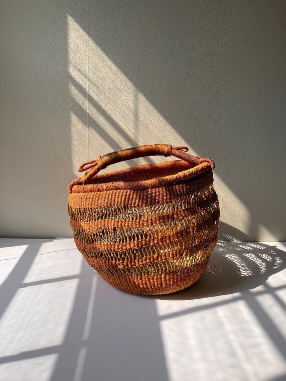 Vintage Woven Market Basket Bag - image 3
