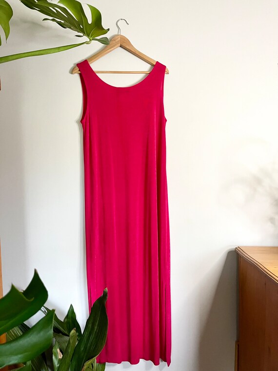 Vintage Bright Pink Slip Maxi Dress - image 6