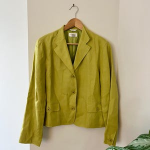 Vintage Green Linen Blazer Jacket