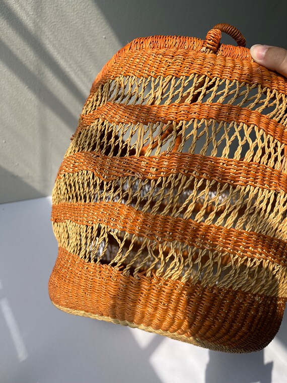 Vintage Woven Market Basket Bag - image 7