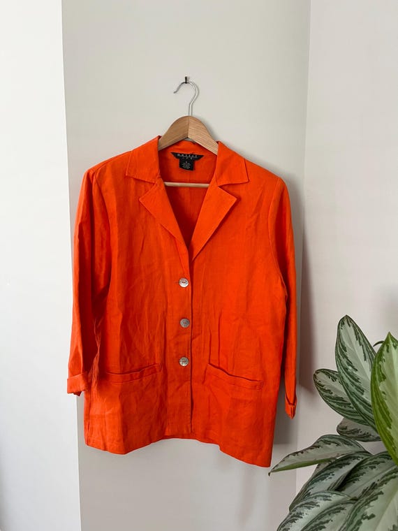 Vintage Linen Blend Blazer Jacket
