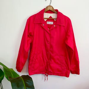 Vintage Bright Red Collared Windbreaker Jacket