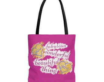 Oui Vous AOP Tote Bag Fashion Bag Purse Accessoires Mignon Art Graphique Rose Self Love Cadeaux