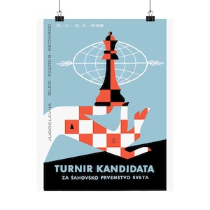 Vintage Chess Tournament Poster: Belgrade 1959, Matte Giclée Print