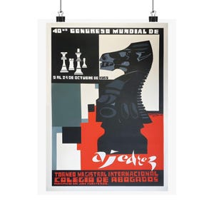 Chess Tournament Poster, Wall Art, Game Room Decor, Chess Player Gift, Chess Lover gift, gift for chess player, Vintage chess print, art