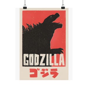 Vintage japanisches Godzilla Poster, Film Monster Druck, Dekorative Wandkunst, Wohnkultur, Filmklassiker, Retro Kunstdruck, Kunstposter