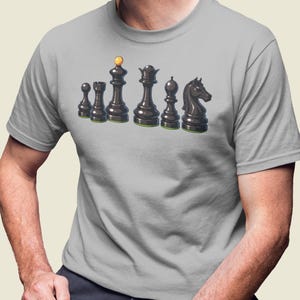 Chess Pieces T-Shirt: Vintage Style Cotton Tee, Gift for Chess Player