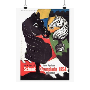 Chess Tournament Poster 1954, Wall Art, Game Room Decor, Chess Player Gift, Chess Lover Poster, gift for chess player, Vintage chess print