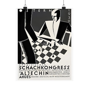 Vintage Chess Tournament Vertical Poster Print Art, Chess Event Wall Decor, Retro Chess Club Room Decoration, Gift for Chess Player, Chess