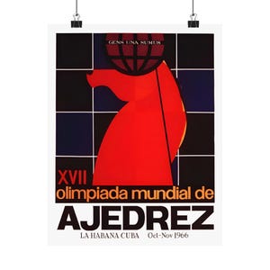 Vintage Chess Tournament Poster Print Cuba - Wall Art Decor, Home Office Decoration, Game Room Artwork, Retro Poster Gift, Ajedrez