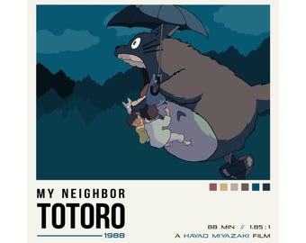 Totoro Movie Poster Matte Vertical Poster, Studio Ghibli Anime, Kids Room