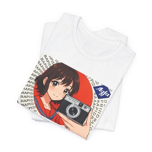 Camiseta con estampado de cámara retro, camiseta de fotografía vintage, camiseta unisex de manga corta, regalo para fotógrafos, camiseta estilo anime, ropa informal bonita