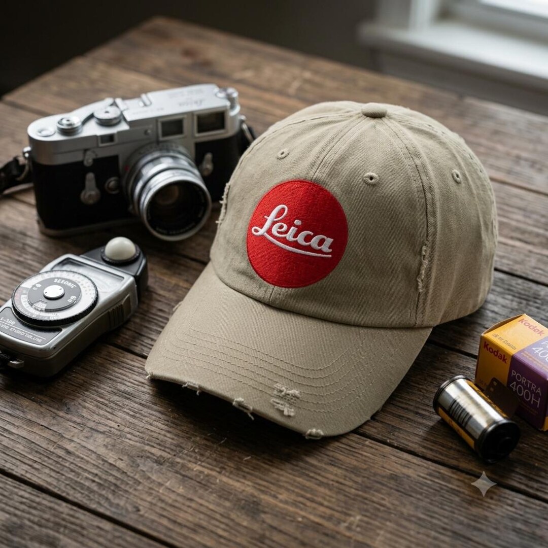 Unisex Distressed Cap With Vintage Leica Logo, Casual Cap for
