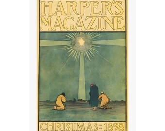 Vintage Christmas Harper's Magazine Cover Poster Art Print, Holiday Decor, Wall Art, Retro Xmas Gift, Vintage Poster Print, art poster