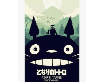 Pôster do filme Totoro: arte de parede de anime do Studio Ghibli, impressão fosca