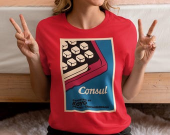 Vintage Czech Consul Typewriter Machine T-Shirt, Gift for Writer, typewriter collector, Unisex, Writer's Apparel, Typewriter Shirt, Retro t