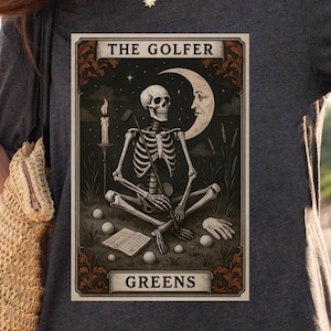 Golf Tarot-Karte Shirt Niedlicher Golfer Tarot-Karte T-Shirt Skeleton Golf Shirt für sie Tarot-Karte Shirt Männer Golf-Liebhaber Geschenk Tarot mystisches Golf Tee