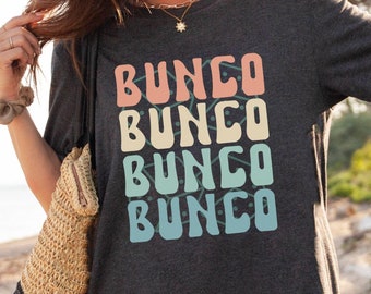 Camiseta divertida de Bunco Night, regalo para grupo de Bunco, camiseta para mujer, regalo divertido para fiesta de Bunco, ropa para la noche de Bunco, camiseta de la suerte, regalo para mujer