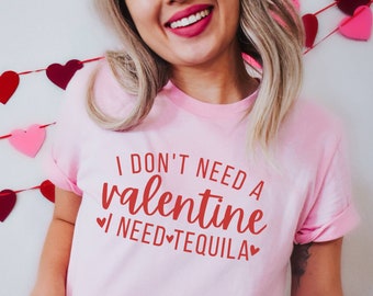 Maglietta anti-San Valentino per San Valentino Regalo per San Valentino Maglietta divertente Tequila Maglietta divertente per San Valentino La vodka è uno scherzo di San Valentino