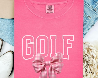 Camisa de golf coqueta para mujer, linda camisa de golf con lazo, camiseta de golf suave para niña, estética preppy, regalo para ella, atuendo de golf femenino, camiseta de golf de moda