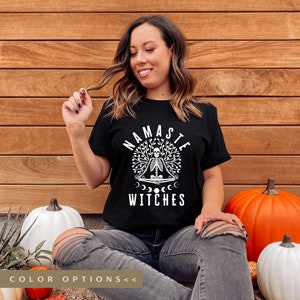 Grappig Halloween skelet yoga shirt Zen Halloween cadeau Namaste Tree of Life shirt grappig yoga shirt Spooky Mandala T-shirt Namaste heksen