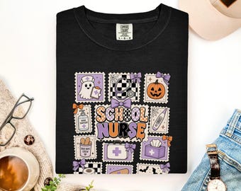 Neues Halloween-Shirt für examinierte Krankenschwestern: Gruseliges Krankenschwester-T-Shirt, süßes medizinisches Doodle-Sweatshirt, ideales Geschenk zur bestandenen Prüfung für examinierte Krankenschwestern