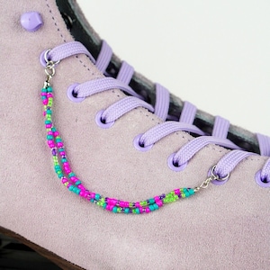 Beaded shoe chain, roller skate accessories, sneaker jewelry, kidcore accessories, rainbowcore, shoe lace charms, roller skate gift