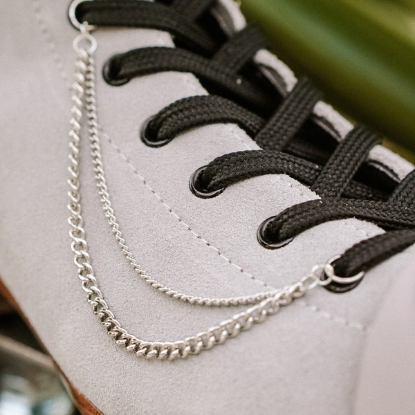 Roller skate accessories chain, silver shoe chain charm, shoe charms for laces, shoe lace accessories, sneaker chain, lacelet, boot chain