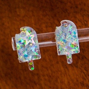 Pendientes de estrella holográfica con forma de paleta, joyería celestial de resina