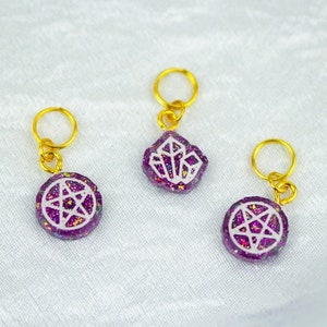 Witchy Lace Charm Set | Fuschia Holographic | Pentacles | Crystals, Crystal Charms | Roller Skate Accessories | Shoe Accessories