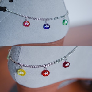 Roller Skate Accessories| Skate Chains| Silver skatelet with rainbow anime charms| Shoe Chains| Shoe Accessories