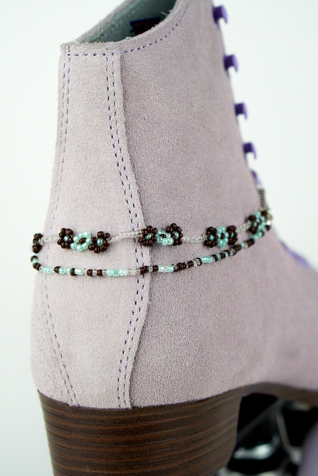 Daisy Chain Beaded Boot Cuff: Chocolate Brown, Pearl Blue, Stainless ...