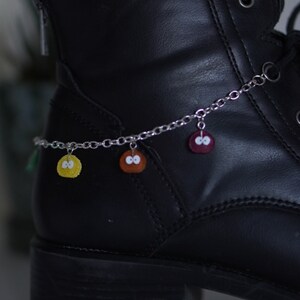 Roller Skate Accessories| Skate Chains| Silver skatelet with fuzzy looking rainbow anime charms| Shoe Chains| Shoe Accessories