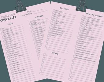 Camping Printable packing List, Packing List Template, Packing List, Packing Checklist, Camping Pack List, Camping Organization, Camp