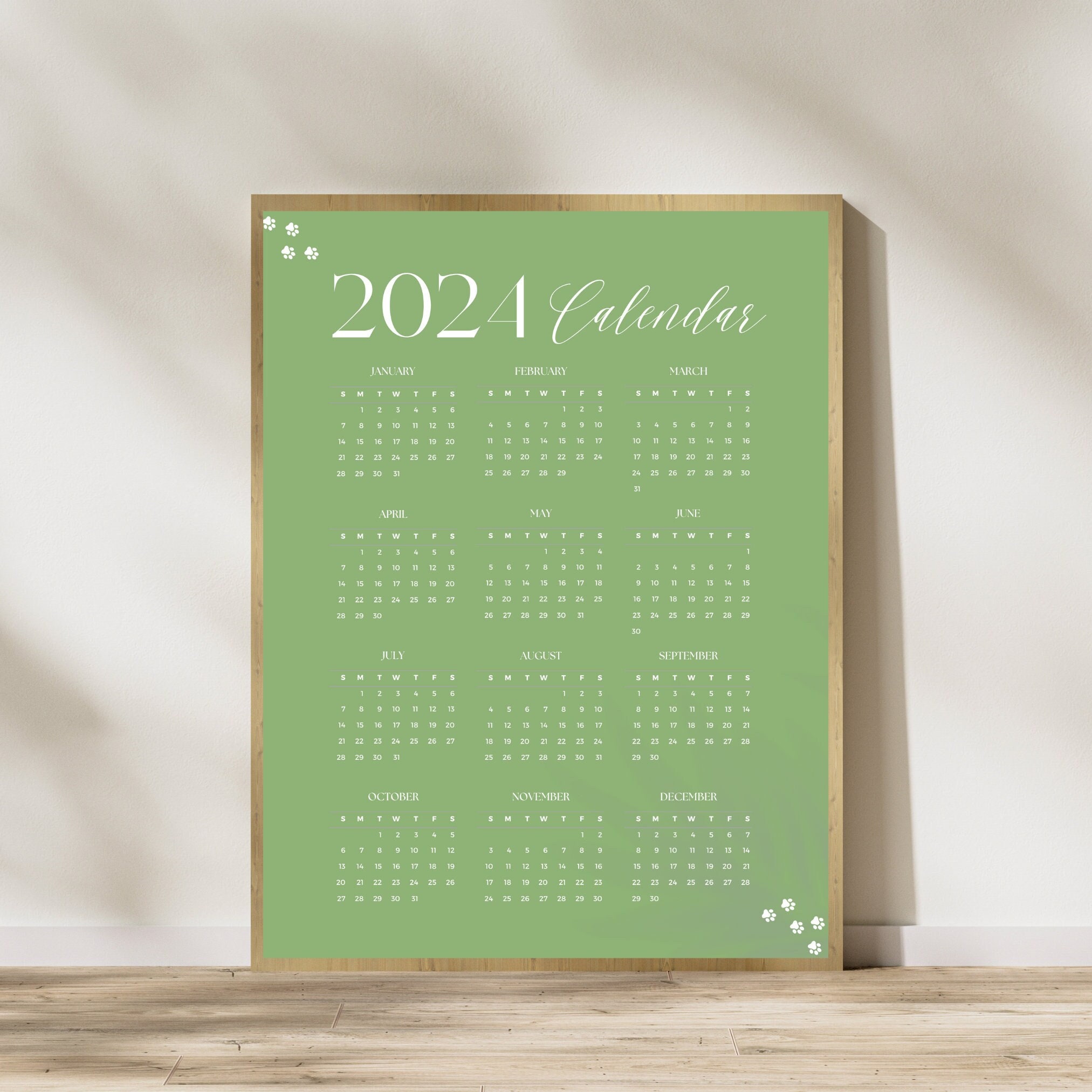 Calendario Imprimible 2024 / Planificador Mensual 2024 / Etsy México