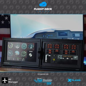 Flight Deck Touch | Modular Glass Cockpit for Flight Simulation | Dual Touchscreens + Knobster | Air Manager | MSFS, X-Plane Compatible