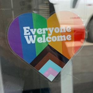 Everyone Welcome Heart Pride Flag, Safe Space Sticker, Safe Space Sign, Pride, Everyone Is Welcome Here, Car Decal, Classroom, School