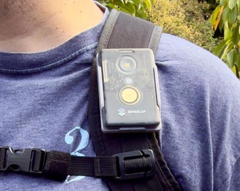 Strap and clip mount for Seeed SenseCAP Card Tracker T1000-E