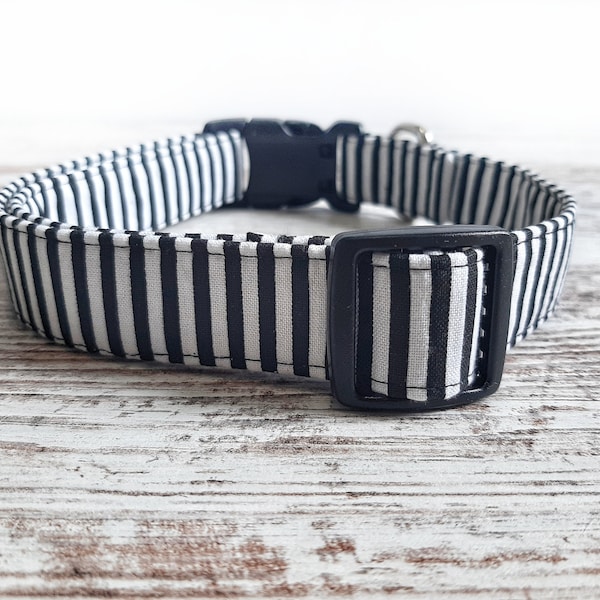 Black and White Stripe Dog Collar, Striped Dog Collar, Girl Dog Collar, Boy Dog Collar