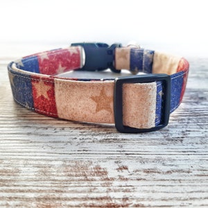 Rustic American Flag Dog Collar, Red White and Blue, American Flag, Fourth of July, Patriotic, Summer, Boy Dog Collar, Girl Dog Collar