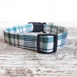 Blue Plaid Dog Collar, Plaid, Light Blue, Boy Dog Collar