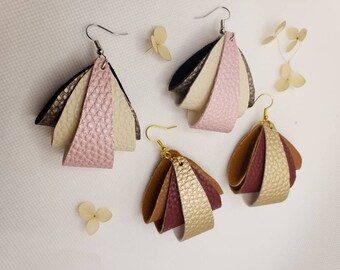 Ethos Adorned - Vegan Leather Earrings, Festival Dangle Earrings, Geometric Drop Earrings, Multicolour Boho Earrings, Handmade Earrings