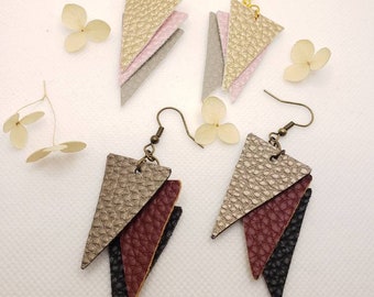 Ethos Adorned - Vegan Leather Earrings, Festival Dangle Earrings, Geometric Drop Earrings, Multicolour Boho Earrings, Handmade Earrings